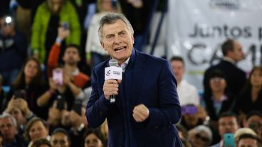 Mauricio Macri en pleno discurso este lunes en Rosario.