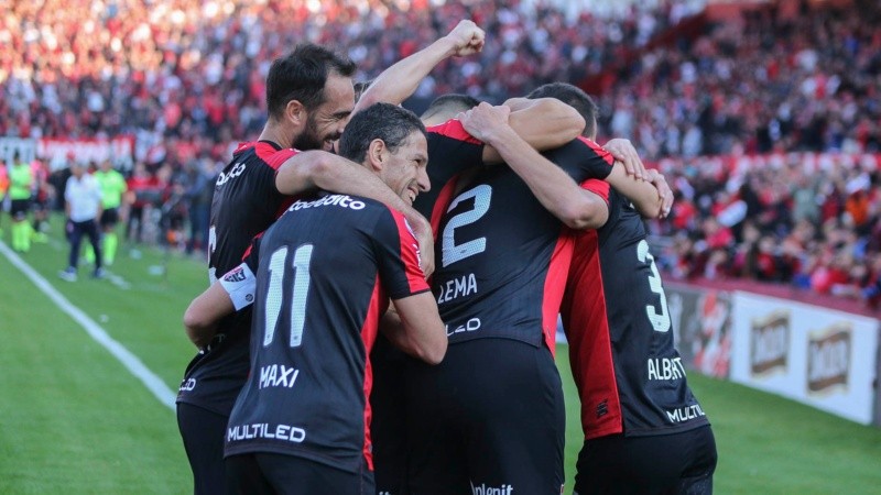 La celebración del segundo gol frente a Unión.