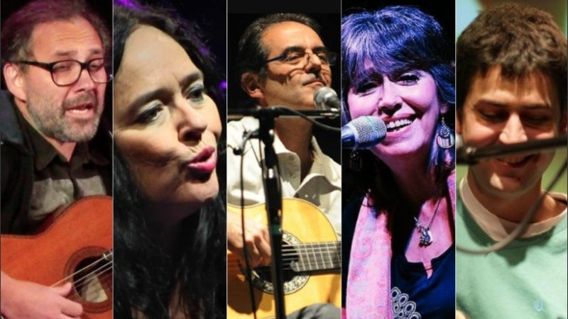 Martín Neri, Ana Suñé, Jorge Fandermole, Myriam Cubelos (Agualuna) y Julián Venegas.