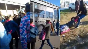 Imágenes de la brutal golpiza a una mujer en la puerta de Piñero.