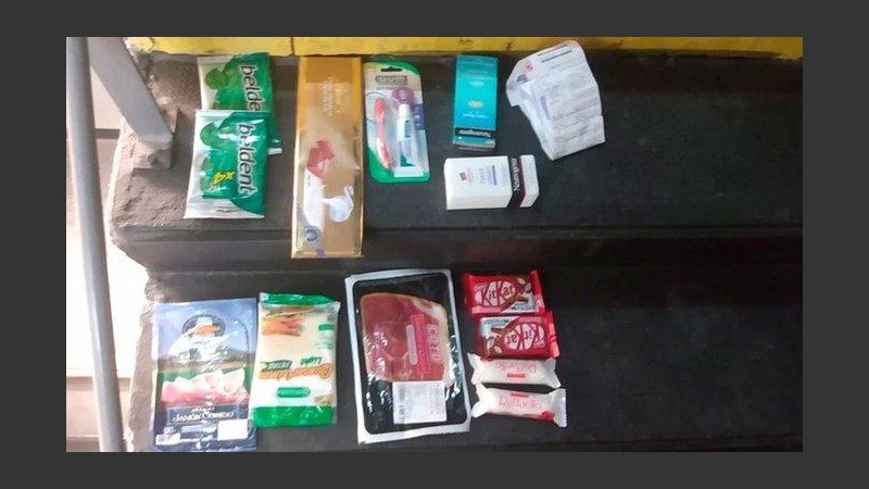 Los artículos robados por la candidata a senadora en Buenos Aires. 