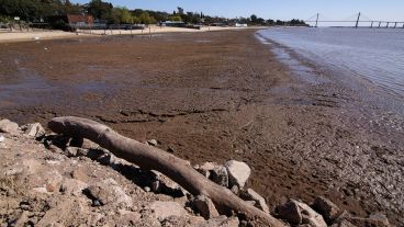 Tras la bajante, una enorme playa quedó a la vista.