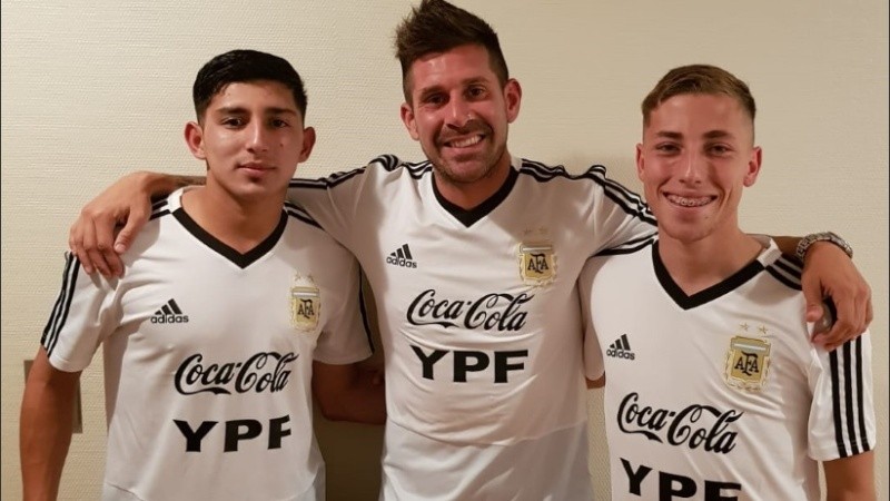Nahuel Gigena (sub 20), Sebastián Azimonti (mayor) y Nicanor Maciel (sub 20), canallas de selección.
