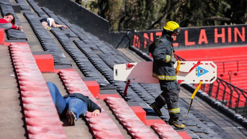 Así fue el simulacro en la cancha de Newell´s.