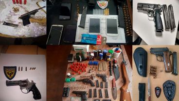 Armas secuestradas en distintos procedimientos de la Policía de Rosario.