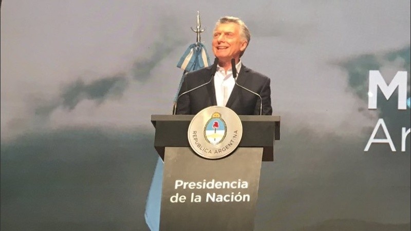 Macri durante el acto de este en el CCK
