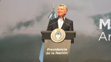 Macri durante el acto de este en el CCK