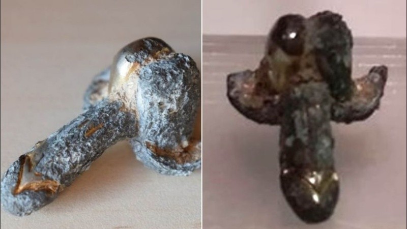 El amuleto podría haber servido para ahuyentar el mal de ojo y parece mostrar restos de oro.