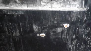 Balas contra la puerta de la vivienda de barrio Tablada.