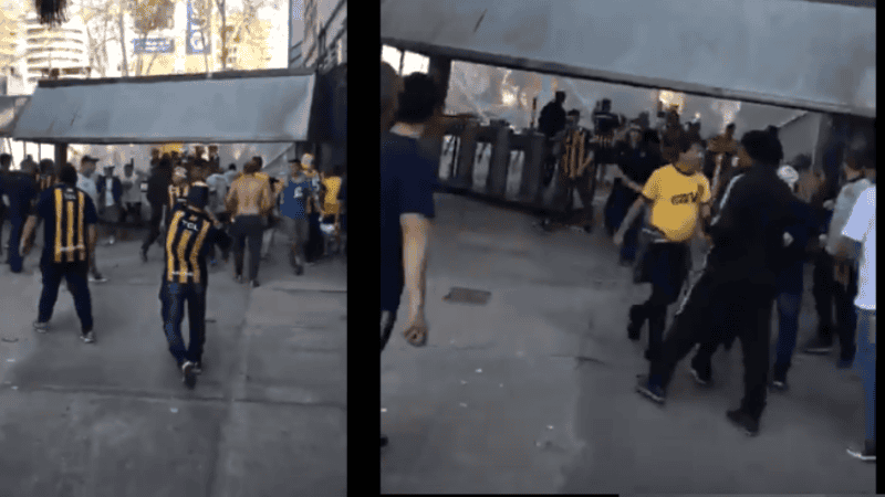 Corridas e incidentes en el acceso al estadio en Arroyito.