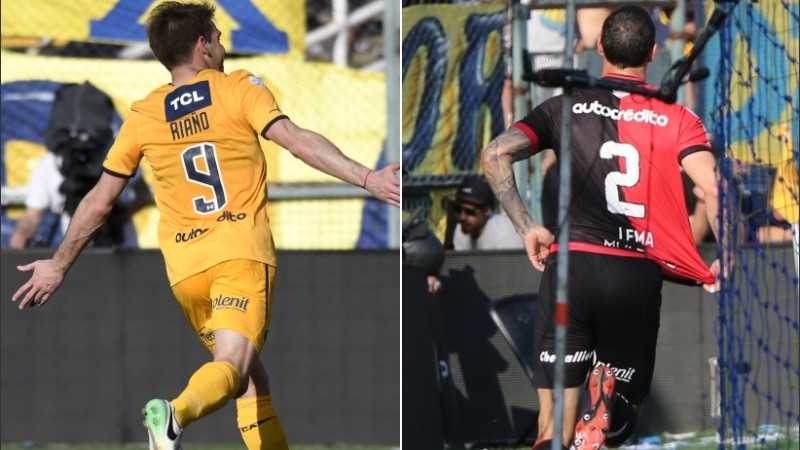 Riaño y Lema, los goleadores del clásico de la ciudad.
