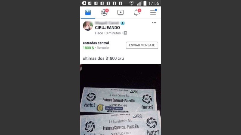 Las entradas no aptas para la venta se ofrecieron en internet.