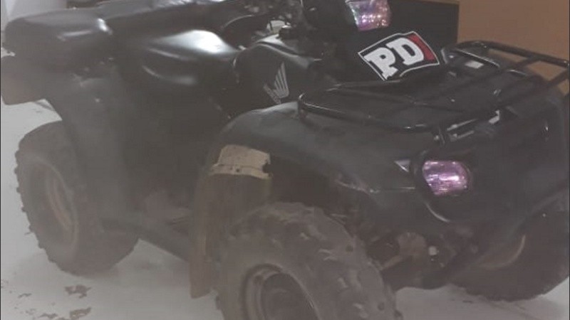 El cuatriciclo que fue encontrado en la casa del letrado. 