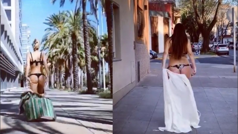 Dos gotas de agua: a la calle en bikini. 