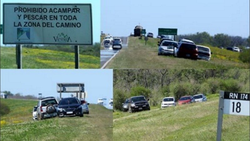 La invasión de autos particulares en zonas donde está prohibido acceder y acampar. 