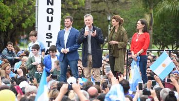 Macri en la marcha en Reconquista este jueves.