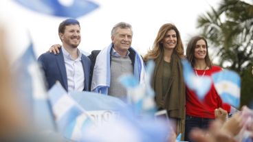 Macri y Angelini en la marcha en Reconquista este jueves.