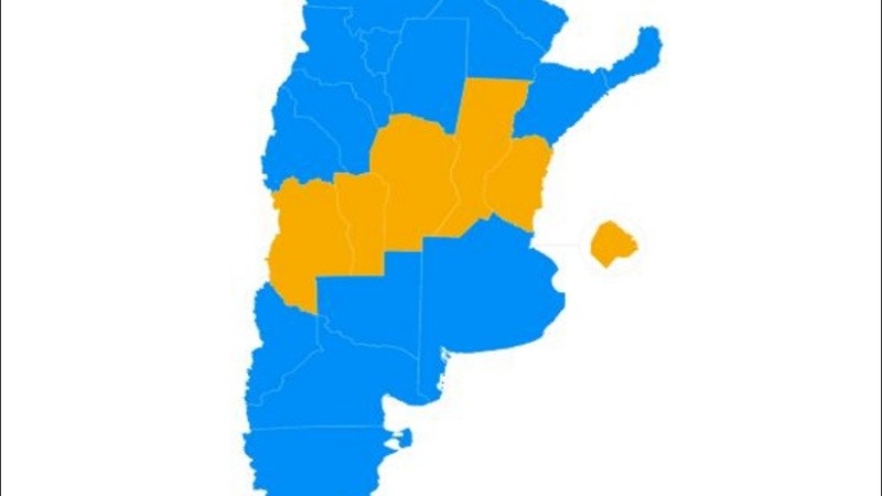 El mapa de los resultados en Argentina.