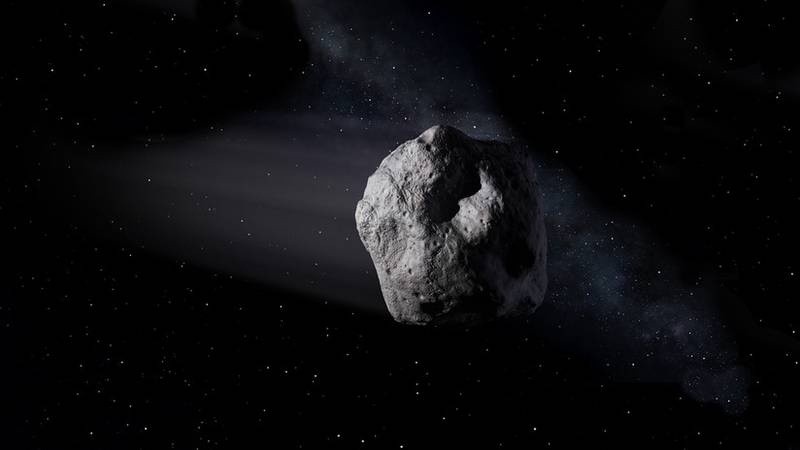 La imagen muestra al asteroide como un pequeño punto blanco.