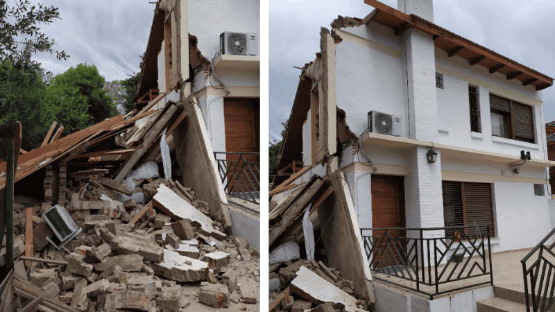 Se derrumbó parte de una casa en General Paz 2132, Funes.