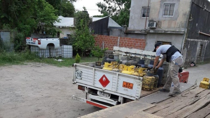 El depósito de garrafas ubicado en la zona norte de Rosario. 