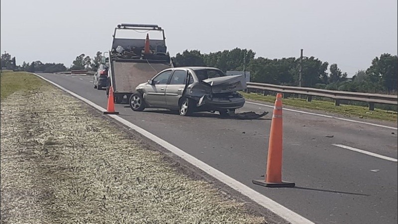 El operativo de seguridad este domingo en la autopista.