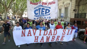 La marcha de este miércoles frente a la Municipalidad.