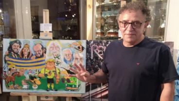 Por primera vez en 17 años, los colores canallas llegaron a la muestra artística de AFA, junto a una obra de Miguel "Noke" Brulé.