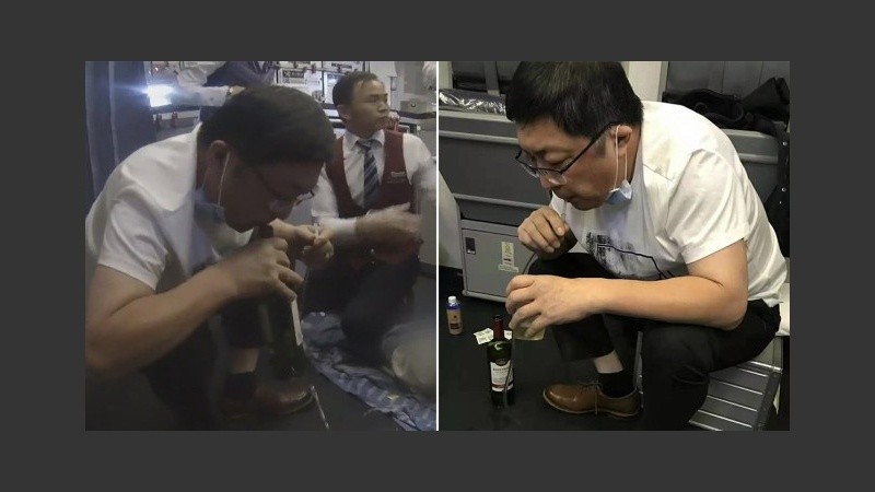 El médico estuvo más de media hora succionando orina.