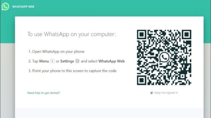 La primera imagen del WhatsApp Web al ingresar a la página, también en inglés.
