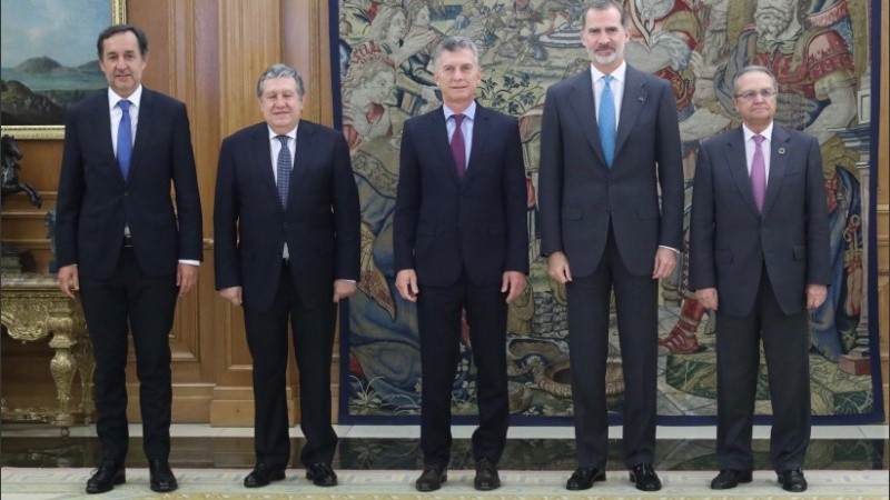 Macri en su encuentro con el rey Felipe VI de España. 