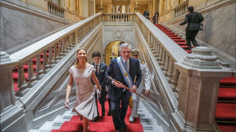 Fernández con Fabiola y Estanislao.