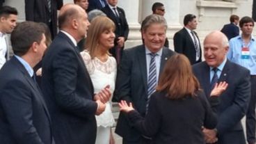 Perotti junto a Lifschitz en el traspaso de mando hace una semana.