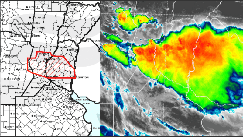 Las imágenes del SMN sobra la evolución de la tormenta este sábado.