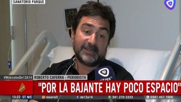 Roberto durante la primera internación tras ser picado por la raya.