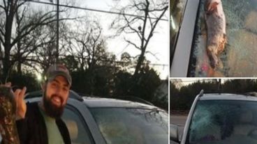 Pese al impacto del pez no hubo heridos dentro del auto.