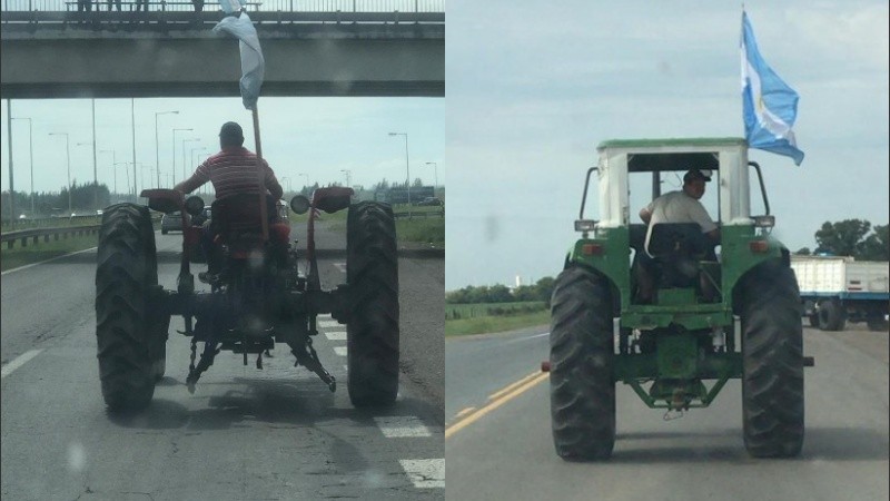 Algunos de los productores que se movilizaban al Monumento.