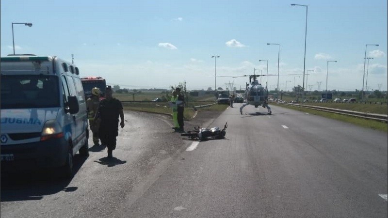 El herido fue trasladado en helicóptero al Hospital de Emergencias Clemente Álvarez.