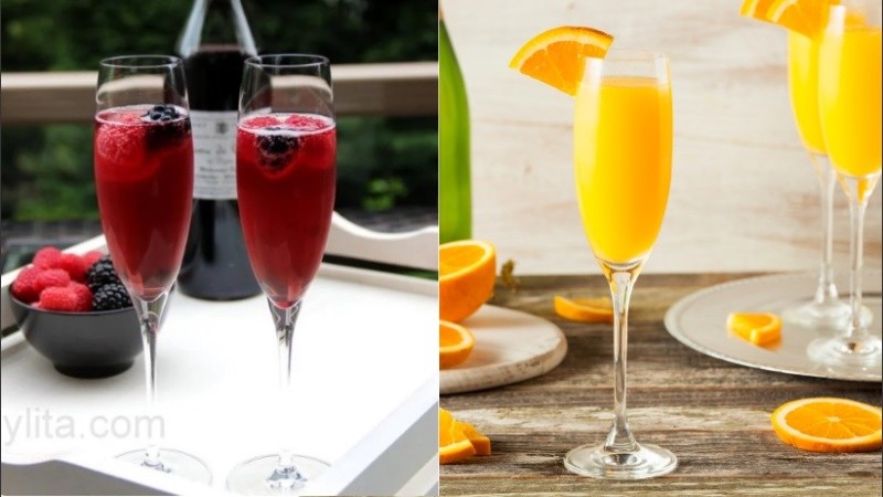 Kir Royal, vino seco y frutas, y Mimosa, un histórico con champagne y naranja.