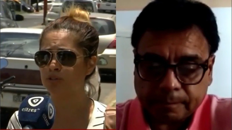 Una de las madres denunciantes y el empresario que grabó el video.