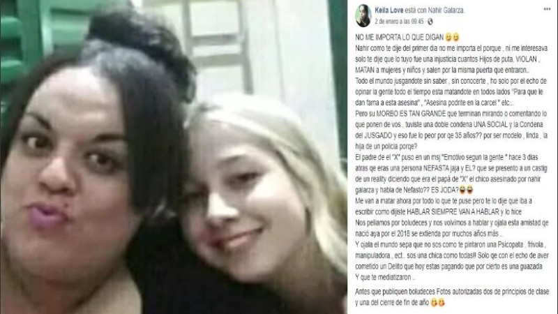 Keila, amiga de Nahir, publicó un controvertido mensaje.