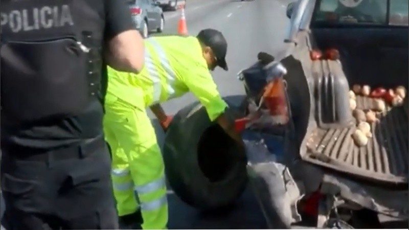 La rueda quedó sobre la calzada de Circunvalación.