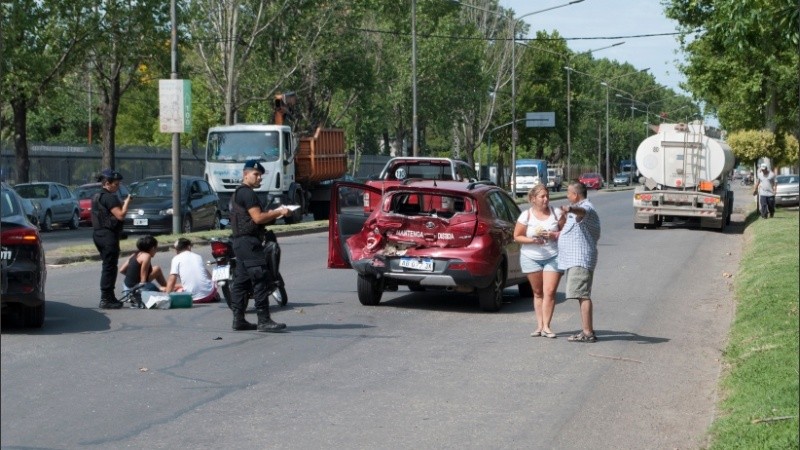 La escena del choque en la zona oeste de Rosario. 