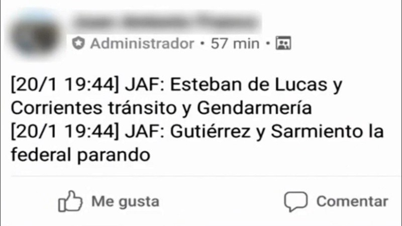 La información que circula mediante grupos privados de Facebook alerta sobre puntos de control.