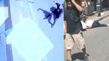 Los vecinos esperaron la caída con un colchón que logró salvarle la vida.