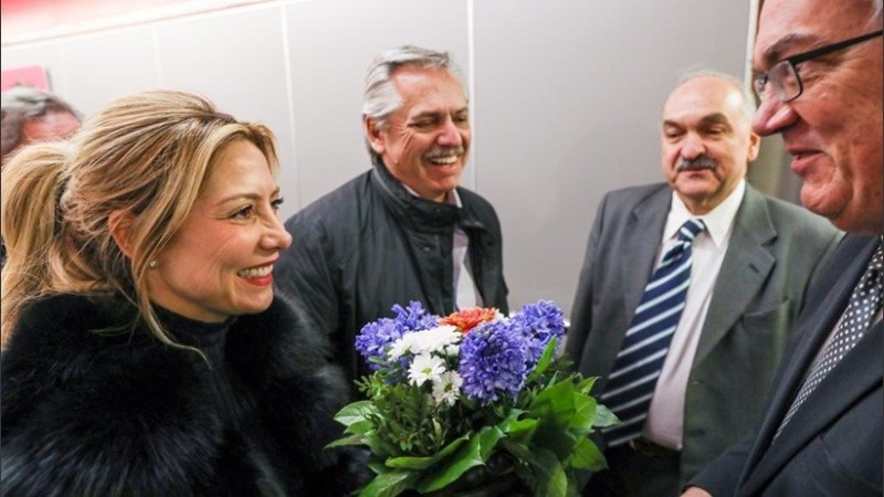 Alberto Fernández y Fabiola Yañez arribaron al aeropuerto de Berlín.