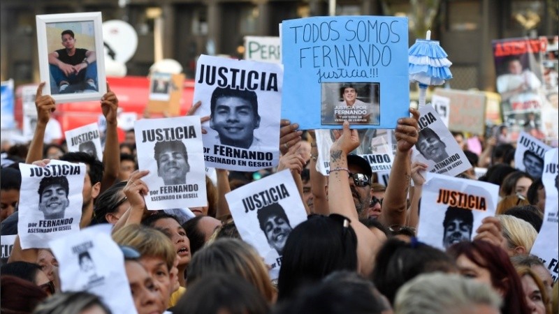 La marcha en Buenos Aires frente al Congreso.