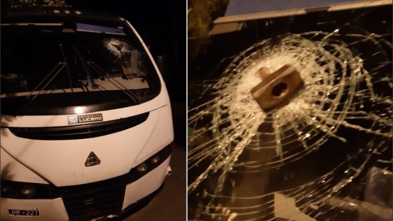 La maza fue contenida por el cristal, donde quedó incrustada.