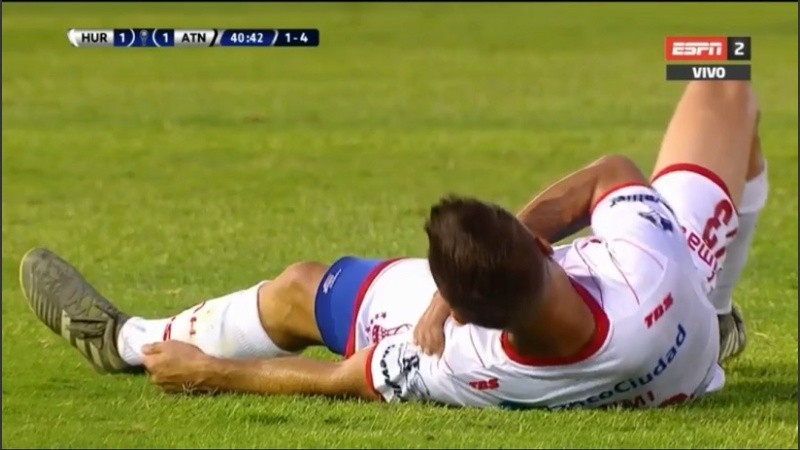 Leandro Grimi quedó tirado después de hacer el gol del empate ante Atlético Nacional.