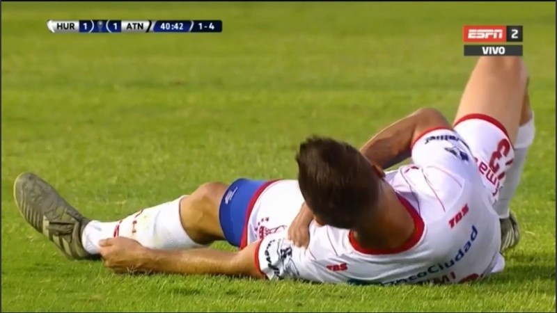 Leandro Grimi quedó tirado después de hacer el gol del empate ante Atlético Nacional.